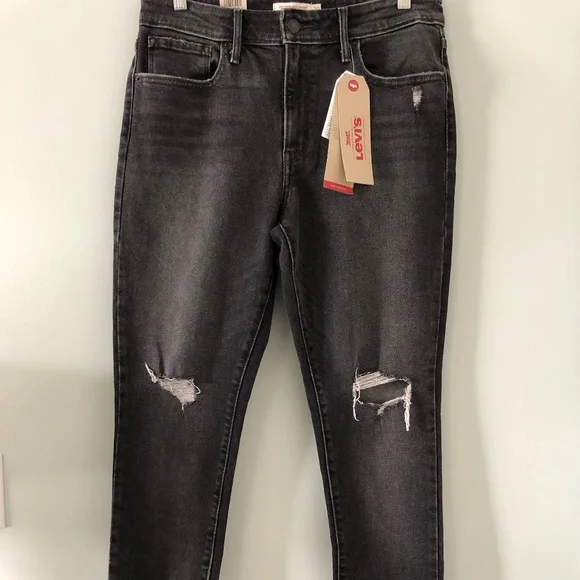 Levi's 721 High Rise Distressed Black Jeans Size 30 - Picture 1 of 9